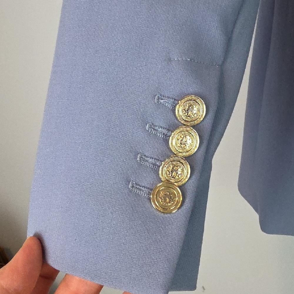 Zara Basic Collection Longline Blue Blazer With O… - image 7